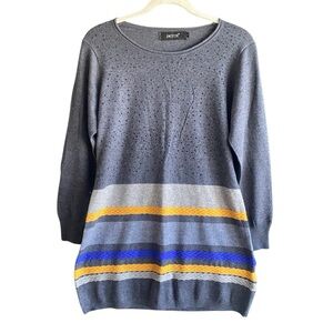 Jaccos Gray Multi Striped Sweater. Size Large